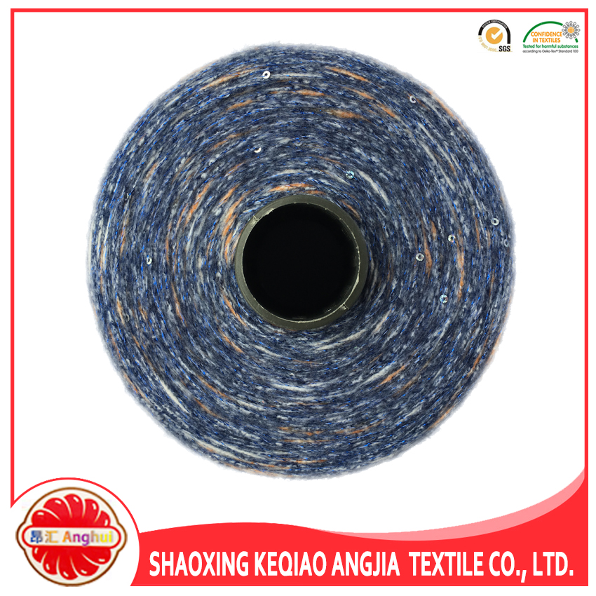 Wholesales polyester cashmere lurex metallic sequin yarn fancy knit yarn for scarf and sweater